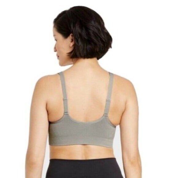 All in Motion Womens Sports Bra Seamless Front Zip Medium Support Gray Sz XS NEW - Picture 2 of 10